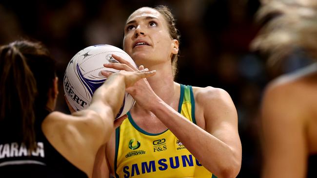 Caitlin Bassett finds herself in a difficult situation without a Super Netball team. Picture: Getty Images