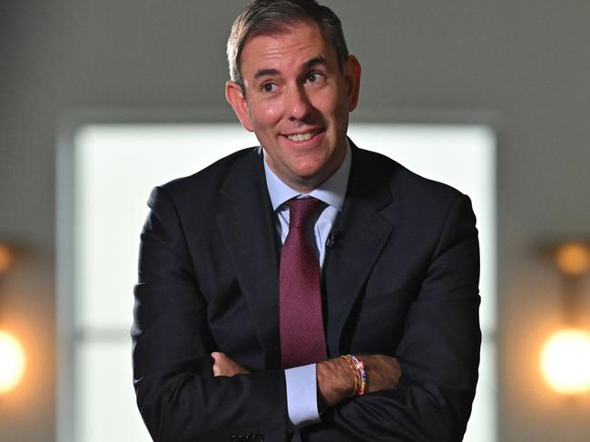 Treasurer Jim Chalmers during early morning television interviews at Parliament House in Canberra, Sunday, May 12, 2024. (AAP Image/Mick Tsikas) NO ARCHIVING