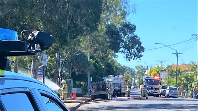 Emergency services are on the scene blocking off the exclusion zone. Picture: Facebook