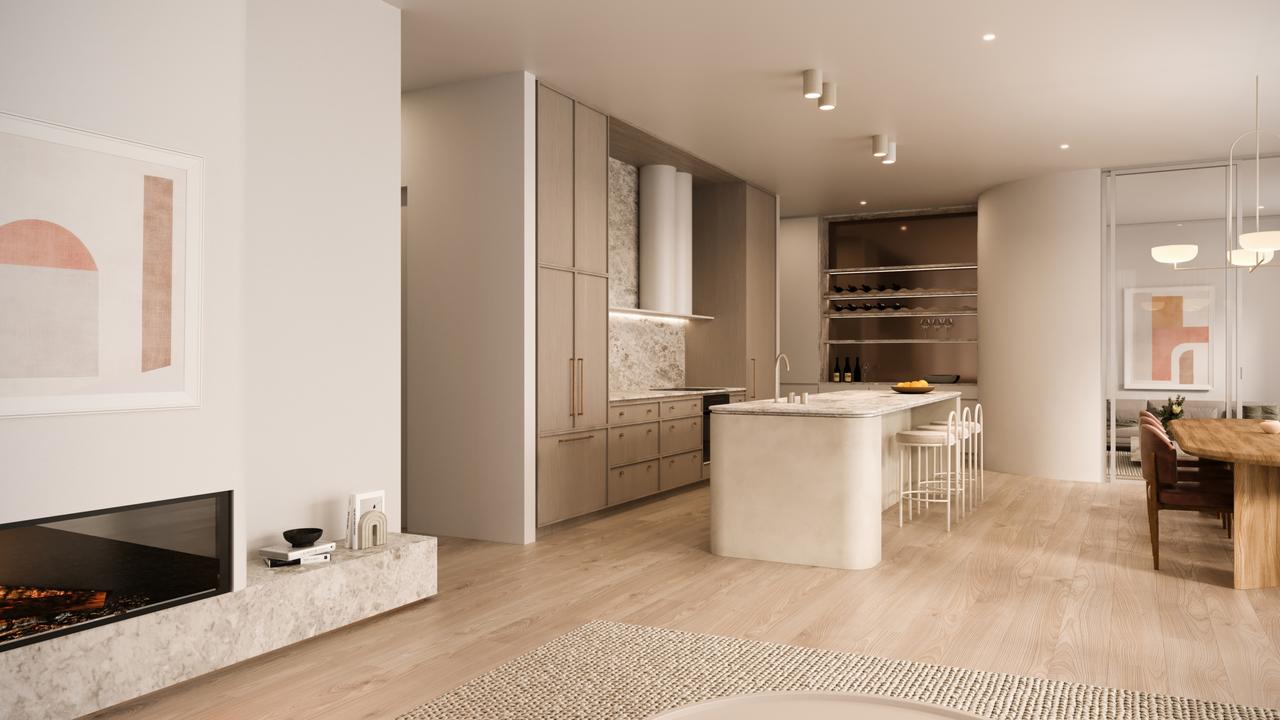 The penthouse kitchen inside The Esmond. Picture: SMFA Architects