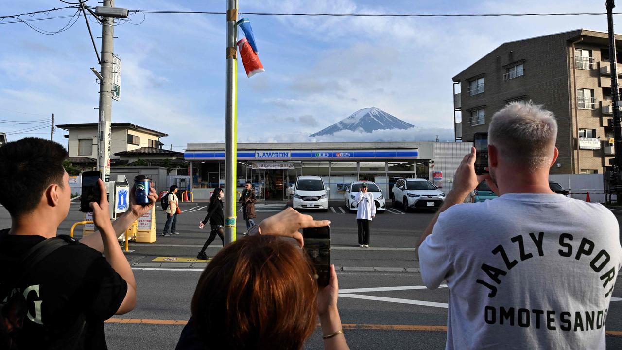 The town Fujikawaguchiko grew sick of badly behaved tourists. Picture: Kazuhiro Nogi/AFP
