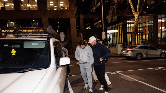 Pledger kept his head down as he left the court. Picture: NewsWire/Nadir Kinani