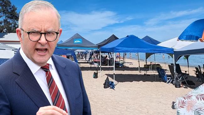 Anthony Albanese weighed in on baggsing a spot at the beach.