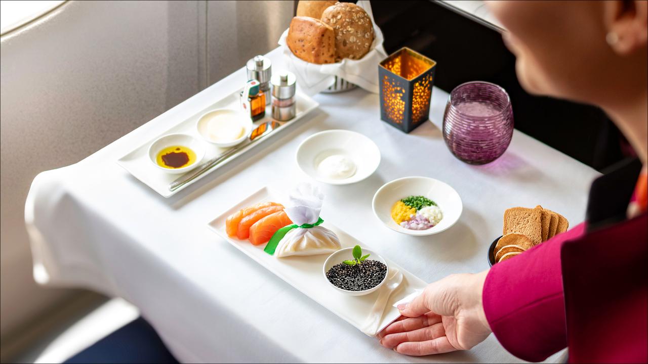 Caviar will now be available on Qatar Airways business class flights from Melbourne and Sydney to Doha. Picture: Supplied