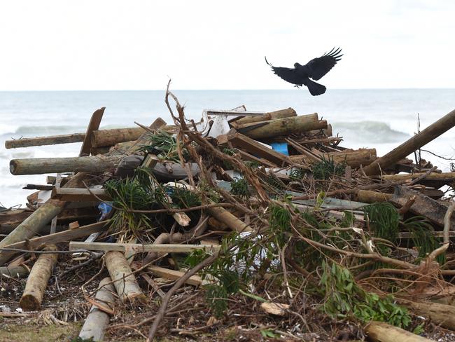 Debris at Collaroy Beach. Huge seas continue to pound the coastline. Picture: AAP