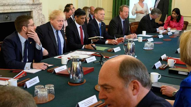 Boris Johnson chairs a Cabinet meeting at 10 Downing Street. Picture: AFP.