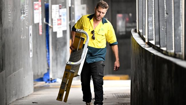 Tradies leave Probuild sites. Picture: NCA NewsWire / Dan Peled