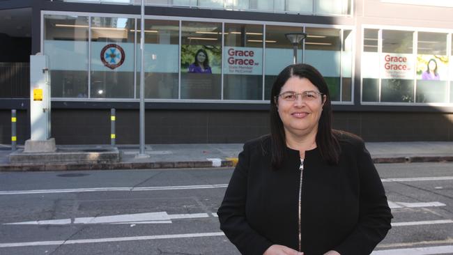 Grace Grace outside her new electorate office in Newstead. Photo: Kristy Muir