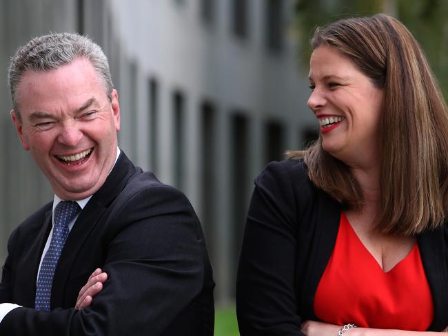 SPECIAL FOR ADELAIDE ADVERTISER ONLY  - FOR FUTURE COLUMNS AND ARTICLES -Retiring SA Politicians Christopher Pyne and Kate Ellis at Parliament House in Canberra. Picture Kym Smith