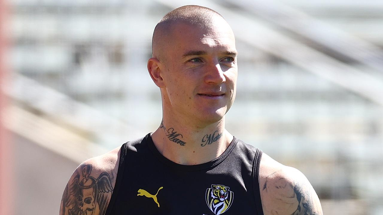 MELBOURNE. 29/11/2021. Richmond AFL training at Punt Road Oval. A fit lean looking Dustin Martin back at training today ... Photo by Michael Klein.