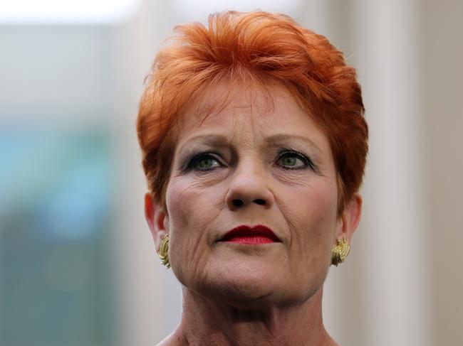 One Nation Leader Senator Pauline Hanson has slammed her colleagues for backflipping on the “It’s okay to be white” motion. Picture: Gary Ramage