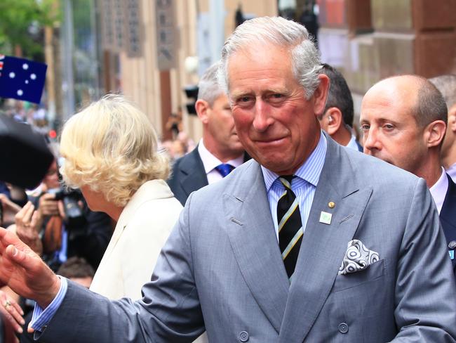 POOL. Prince Charles, The Prince of Wales, and Camilla, The Duchess of Cornwall visit to Sydney, November 12, 2015 as Prince Charles acknowledges the crowd in Martin Place. Picture: Adam Taylor