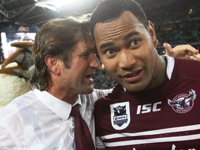 NRL Grand Final 2011 at ANZ Stadium Manly Warringah Sea Eagles v Warriors Manly Coach Des Hasler with Tony Williams