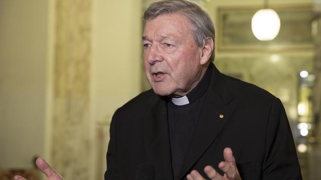 Cardinal George Pell in the lobby of the Hotel Quirinale in Rome in 2016 where the royal commission took his evidence. Picture: Ella Pellegrini