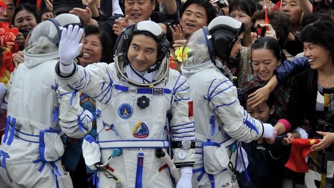 Chinese astronauts before the launch of the Shenzhou 7 space craft at the Jiuquan Satellite Launch Center in northwest China. Picture: AP