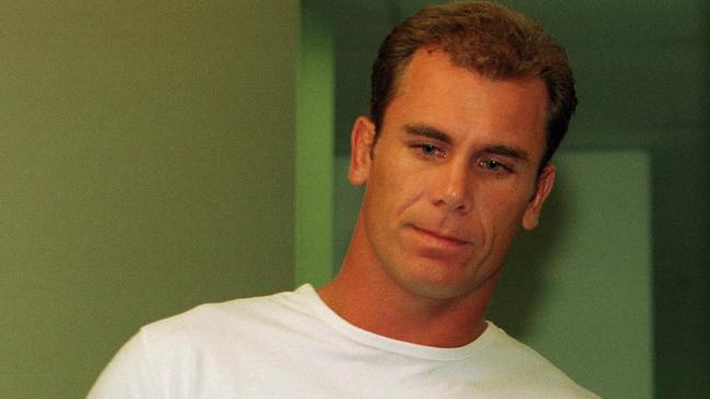 Wayne Carey at the press conference to announce he had quit the Kangaroos.