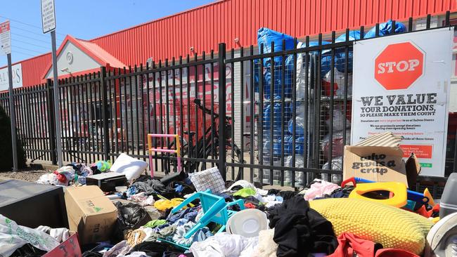 Rubbish dumped outside the Salvos North Geelong. Picture: Mark Wilson