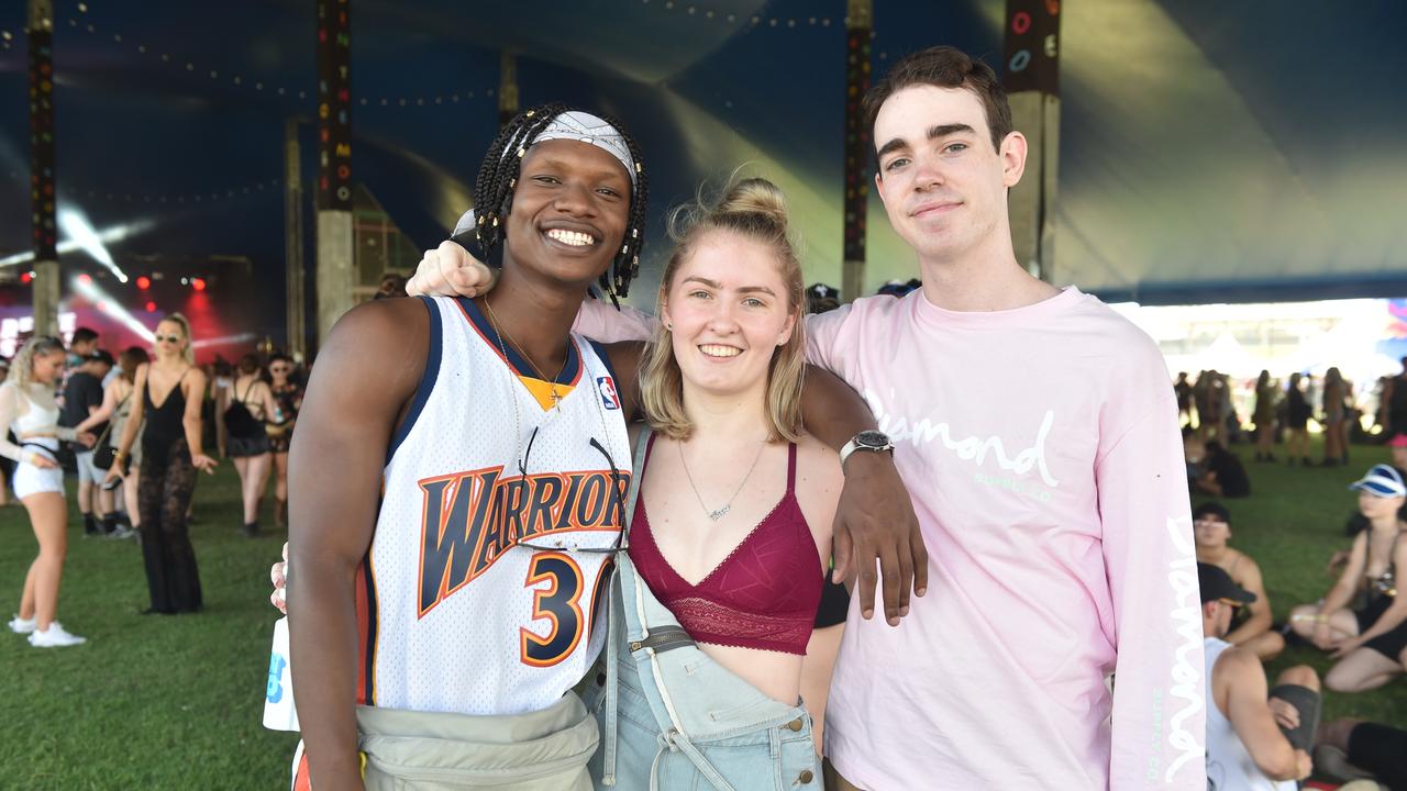 This Warriors fan didn’t forget the NBA finals were on amid the fun and excitement of Townsville’s Groovin the Moo. Picture: Evan Morgan