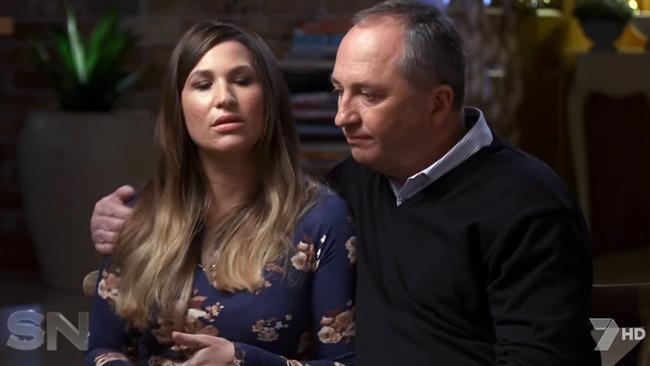 Vikki Campion and Barnaby Joyce during their interview with Sunday Night. Picture:  Channel 7