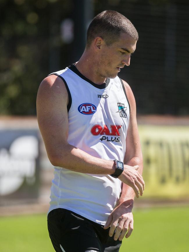 Tom Rockliff during Port Adelaide Power's pre-season training at Alberton Oval. Picture: AAP Image/Ben Macmahon