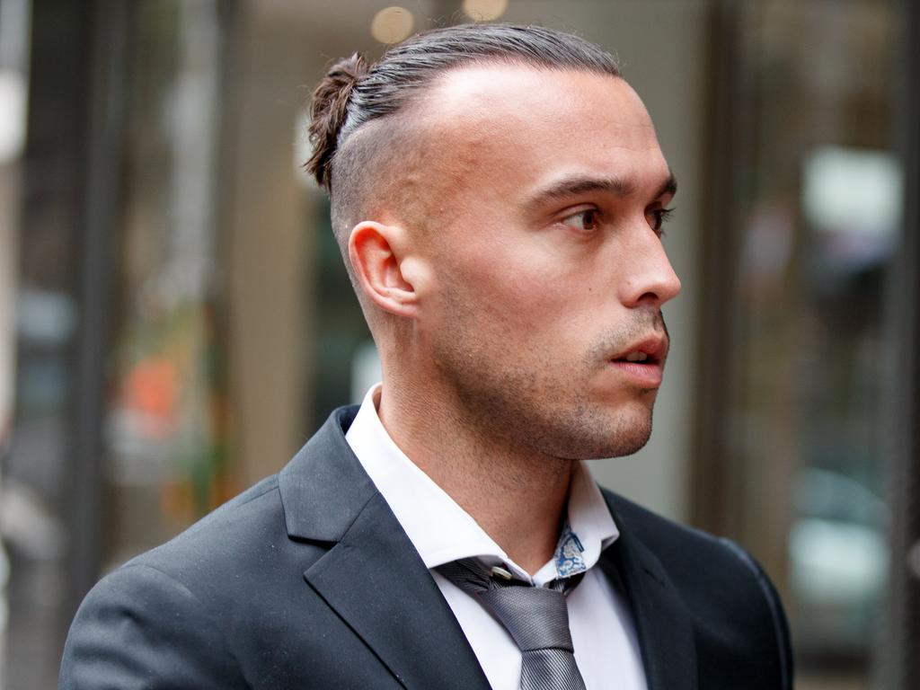 Former Macarthur player Clayton Lewis arrives at the Downing Centre District Court. Picture: Newswire