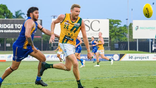 Jackson Calder kicked seven goals for St Mary's against Wanderers in Round 4 of the 2023-24 NTFL season. Picture: AFLNT Media