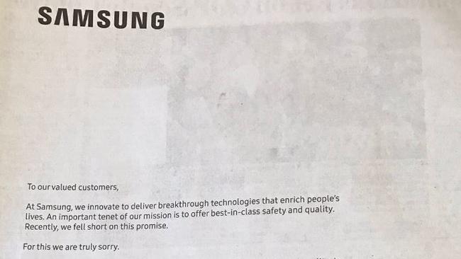 Samsung Galaxy Note 7 Recall Apology Ads Are Just Tacky | News.com.au ...