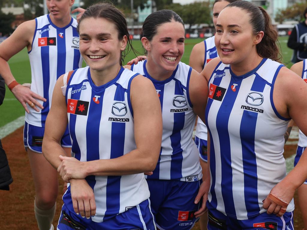 They’re a happy team at Arden St. Picture: Daniel Pockett/Getty Images