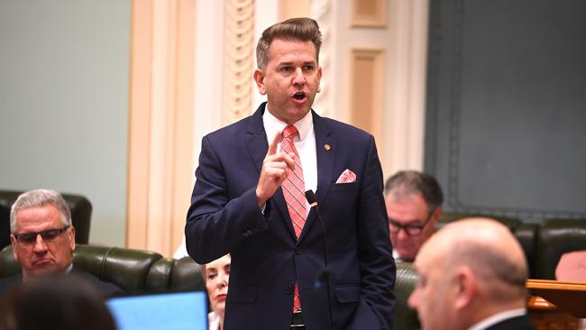 Deputy Premier Jarrod Bleijie, speaks in the Queensland parliament. Picture: NewsWire / John Gass
