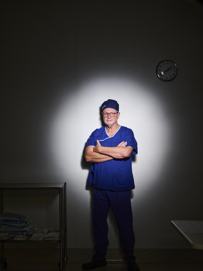 Stephen Robson in an operating theatre in Canberra. Picture: Rohan Thomson/Pew Pew Studio