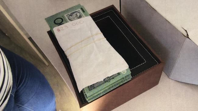 A wad of cash seized by the AFP during the raids on the NDIS western Sydney syndicate.