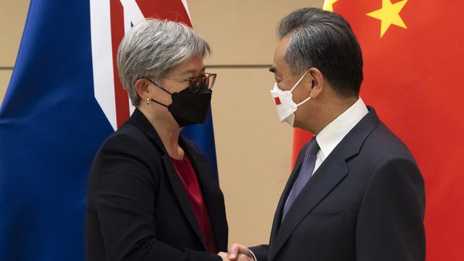 Foreign Minister Penny Wong with her Chinese counterpart Wang Yi. Picture: DFAT / NCA NewsWire