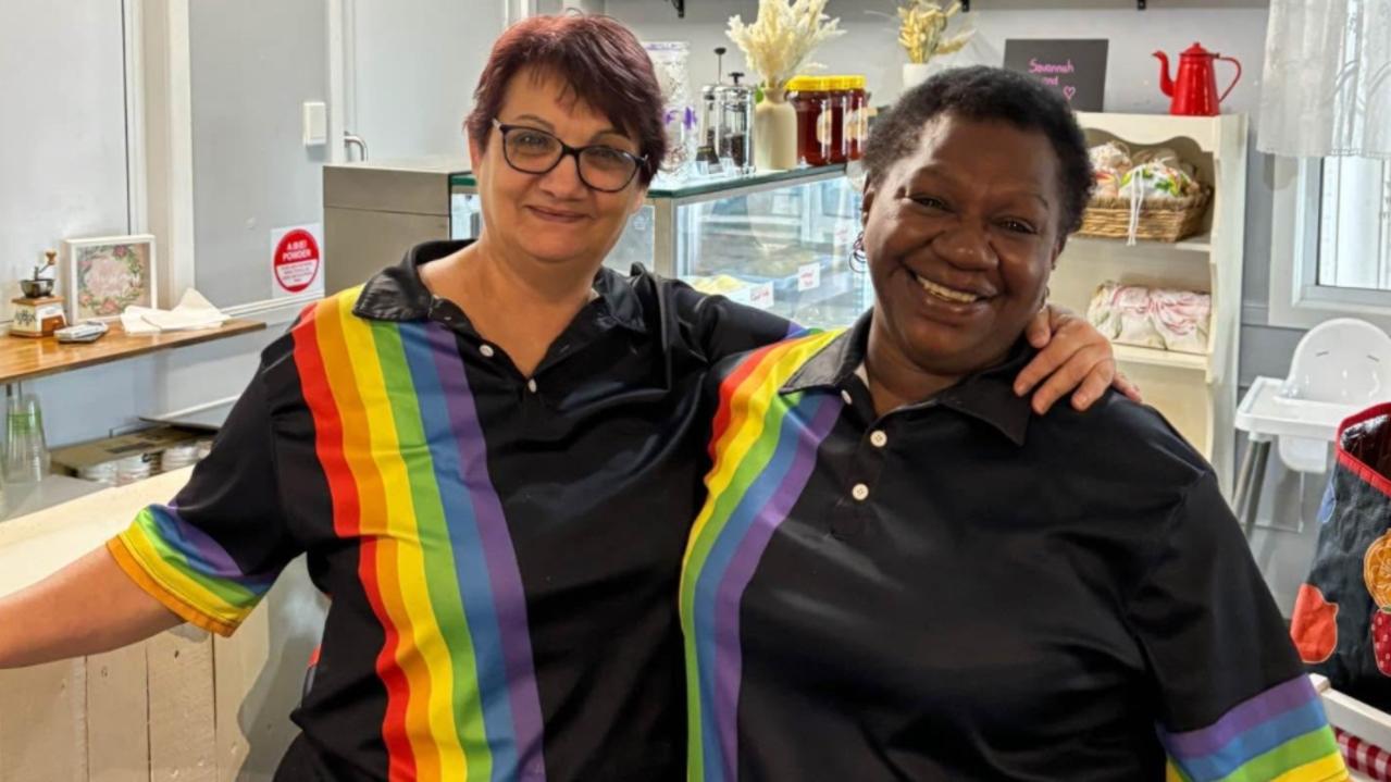 Cherry Baggow-Brandon and Tina Naysmith say farewell to their Cherry n Tina’s Cafe and Catering business on Bucasia, but not goodbye. Photo: Tina Naysmith