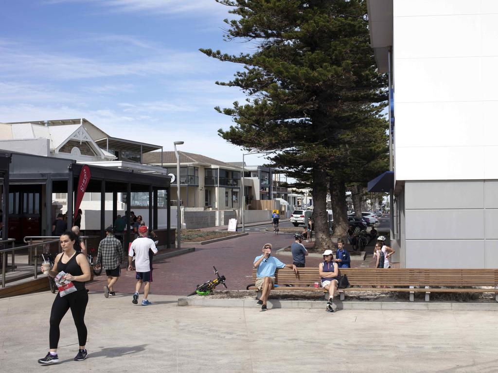 Henley Beach Square, jetty and beach. Picture: Emma Brasier