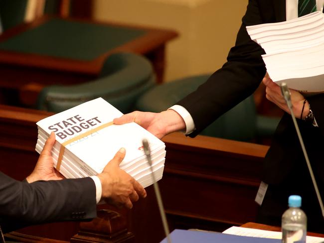 ADELAIDE, AUSTRALIA - NewsWire Photos November 10:  South Australian Treasurer Rob Lucas hands down the 2020-21 Star Budget during Question time at Parliament House. . Photo: NCA NewsWire / Kelly Barnes