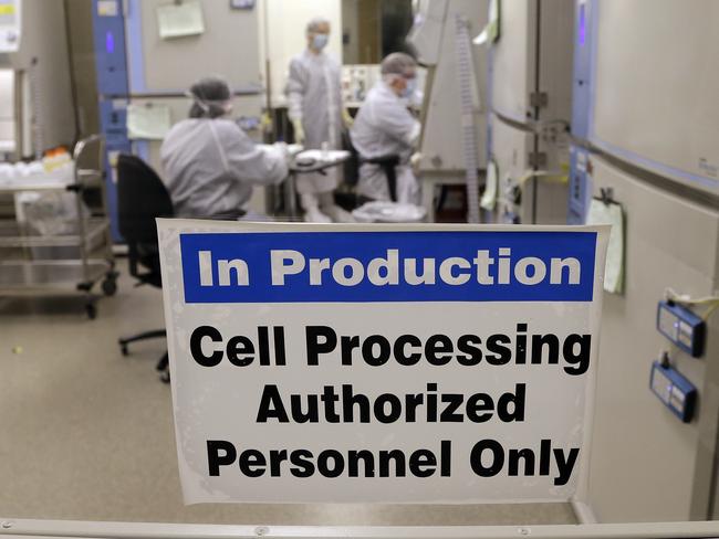 The cell processing facility at the Fred Hutchinson Cancer Research Center where workers create customised cellular immunotherapies for patients.