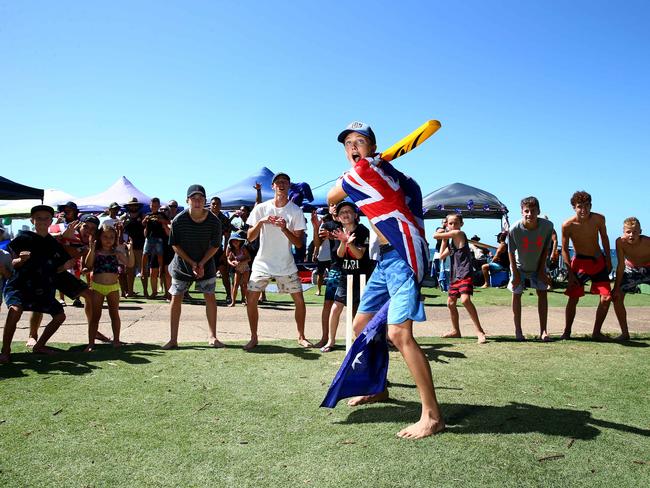 Hamilton Howard, 15, from Mermaid Waters plays cricket while enjoying Australia Day. How are you spending your day? Picture: Adam Head