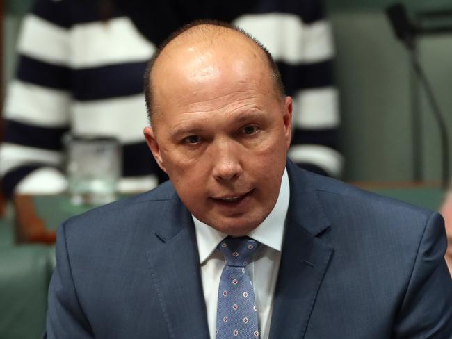 Home Affairs Minister Peter Dutton during Question Time in the House of Representatives in Parliament House Canberra. Picture Gary Ramage