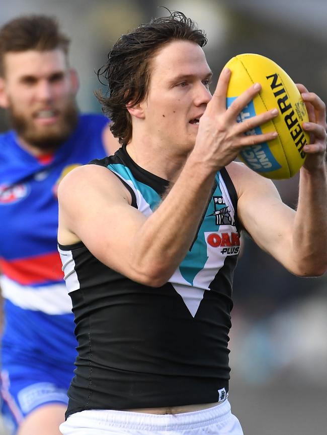 Jared Polec was again instrumental in Port Adelaide’s win against the Western Bulldogs. Picture: AAP Image/Julian Smith