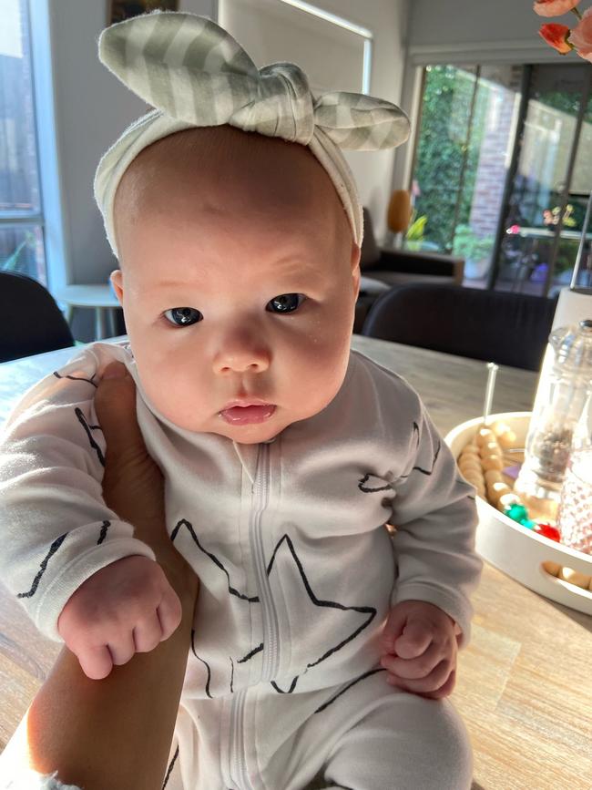 Taylor Higgs, two months old. Taylor is the third of our three girls, and born on same day Taylor Swift was in town. Loves attention from mum, dad and her two big sisters. She wants to be cuddled 24 hours a day and will coo and wave her arms when her sisters sing to her.