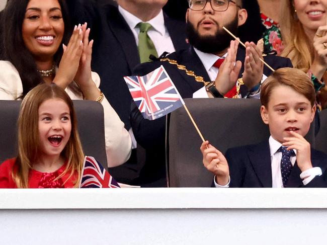 An animated Princess Charlotte and Prince George stole the show. Picture: AFP