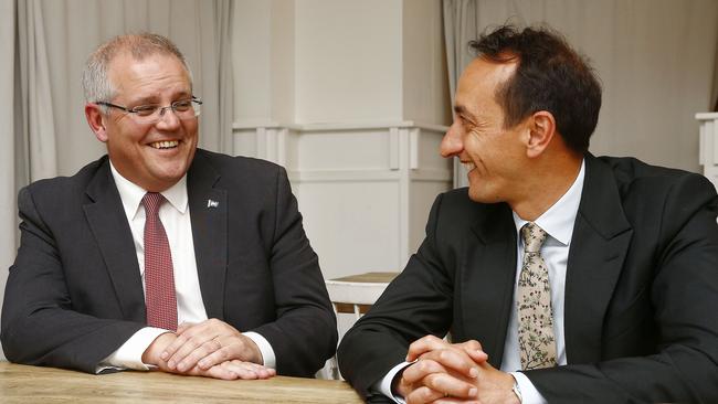 Prime Minister Scott Morrison with Liberal candidate Dave Sharma. Picture: John Appleyard