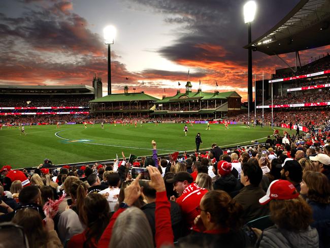 Another sold out crowd helped lift the Swans to their come-from-behind victory over Geelong. Picture: Phil Hillyard