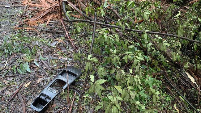 Debris at the scene on Monbulk Rd. Picture: Josh Fagan