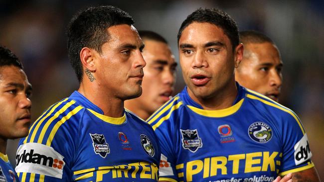 Reni Maitua and Willie Tonga at the Eels in 2012.