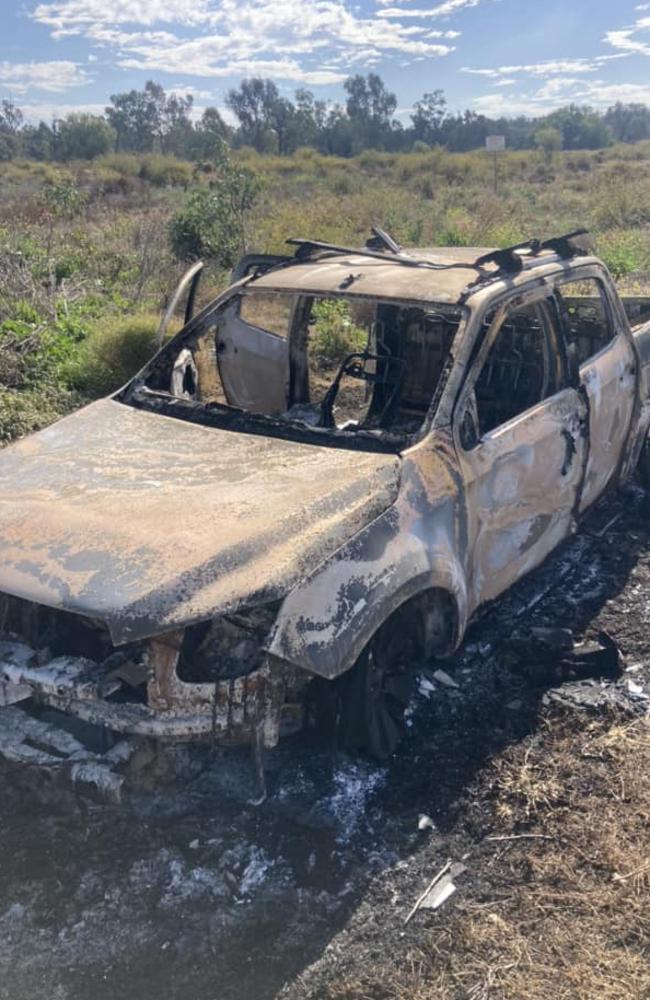 This Dodge RAM utility was stolen from a Goondiwindi hotel early Sunday morning and found burnt out in Boggabilla.