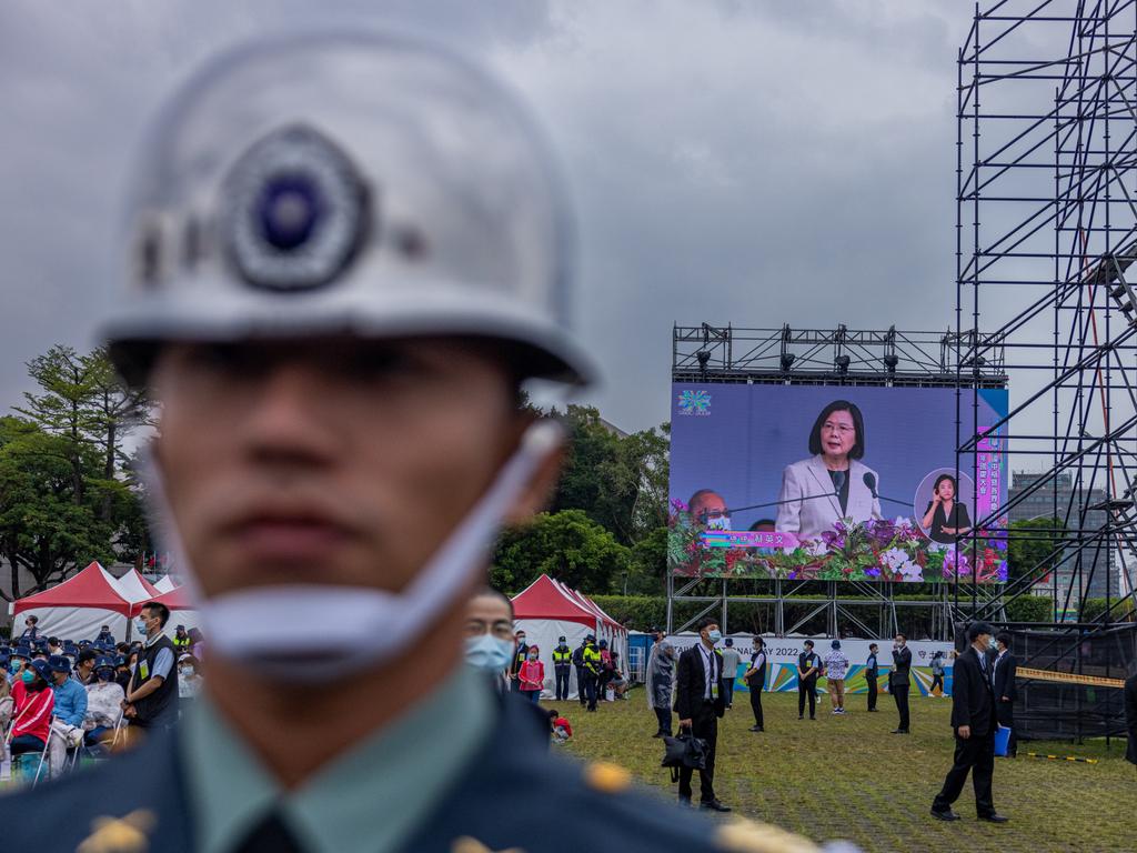 Taiwan President Tsai Ing-wen speaks on the island’s National Day on October 10. Picture: Annabelle Chih/Getty