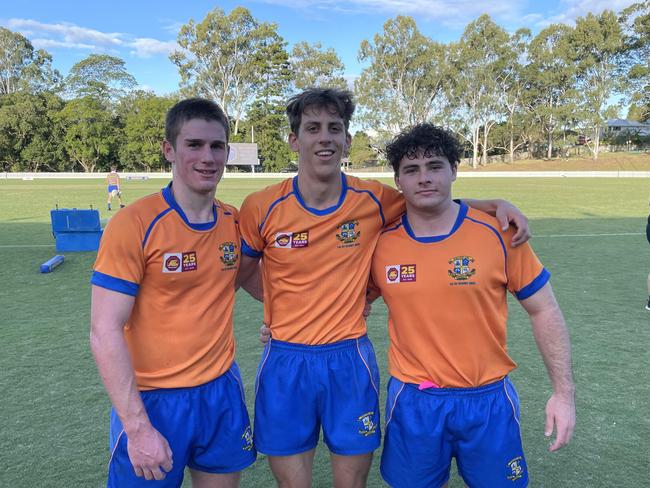 Marist College Ashgrove players Harry Condon, Jude Knapp and Bailey Caplick.