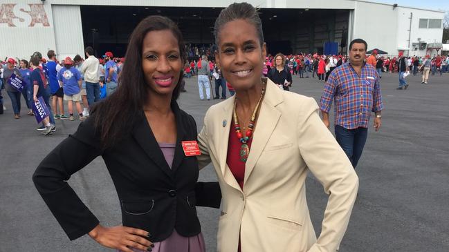 Takosha Swan, left, and Annette Davis Jackson at Trump rally in Macon, Georgia, yesterday. Picture: Cameron Stewart