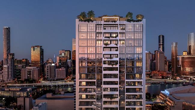 Artist impressions of Akin Residences at South Brisbane, which was under construction by Descon Group Australia but is now in receivership.